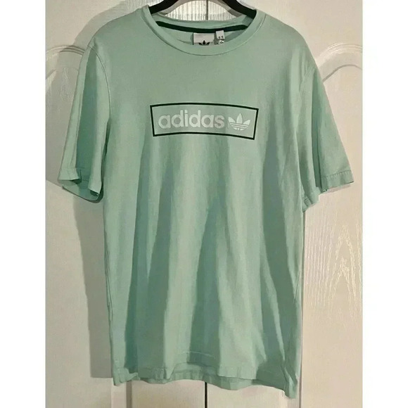 Adidas Originals Linear Logo Trefoil T-Shirt Men’s Medium Mint - Picture 1 of 6